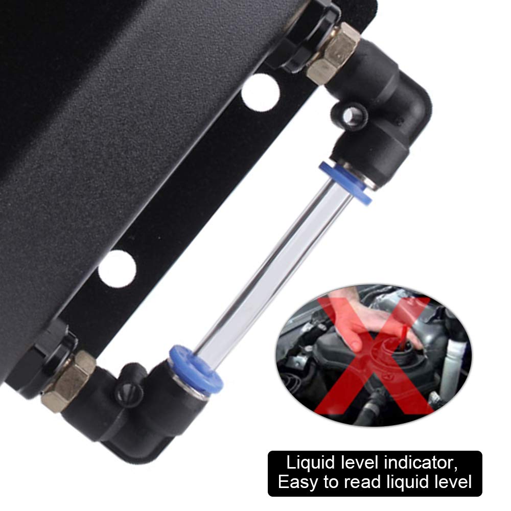 Rastp Universal 1L Coolant Overflow Tank, Aluminum Coolant Radiator Tank,Reservoir Expansion,Black