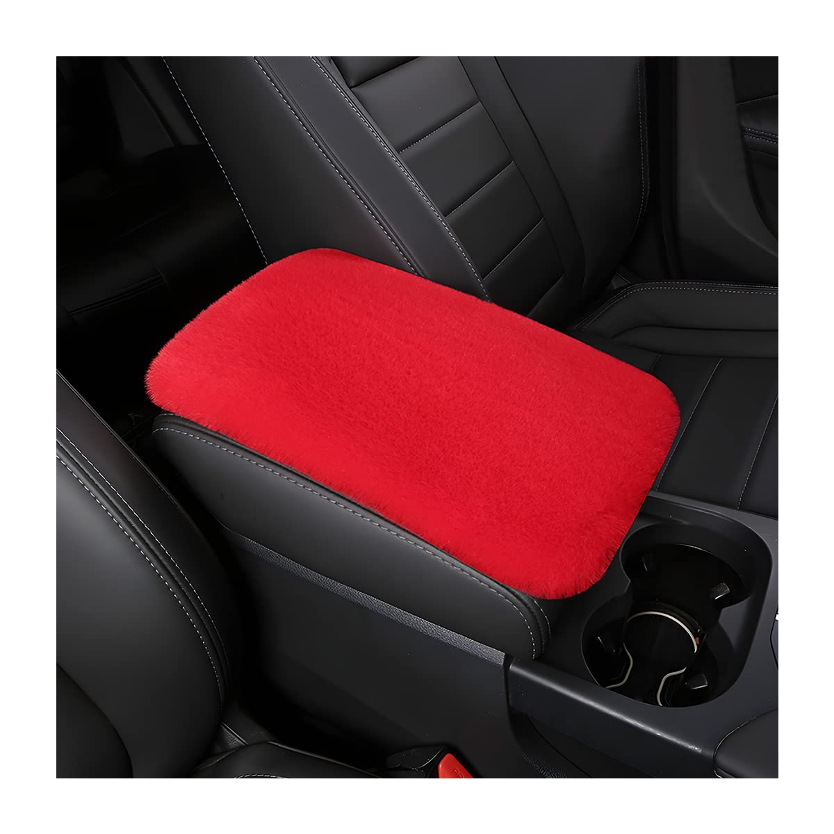 Aukepo Fluffy Car Armrest Cover, Universal Car Center Console Pad, Car Armrest Seat Box Cover Decor Accessories For Women Men, Armrest Seat Box Cover Protector For Most Vehicle, Suv, Truck, Car (Red)