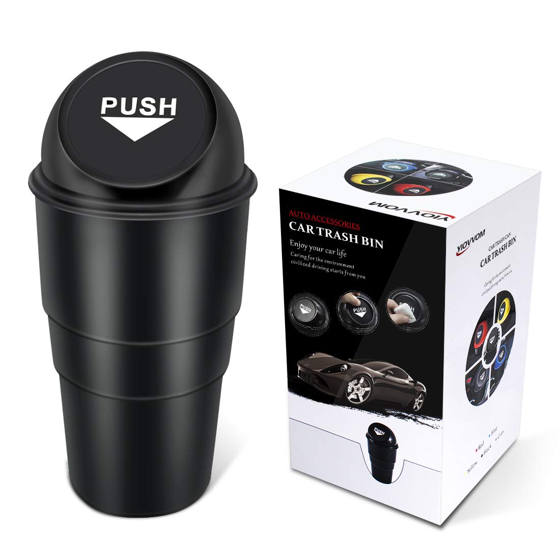 Yiovvom Car Garbage Can With Lid, Leakproof Vehicle Automotive Cup Holder Car Trash Can, Small Trash Bin For Automotive Office H