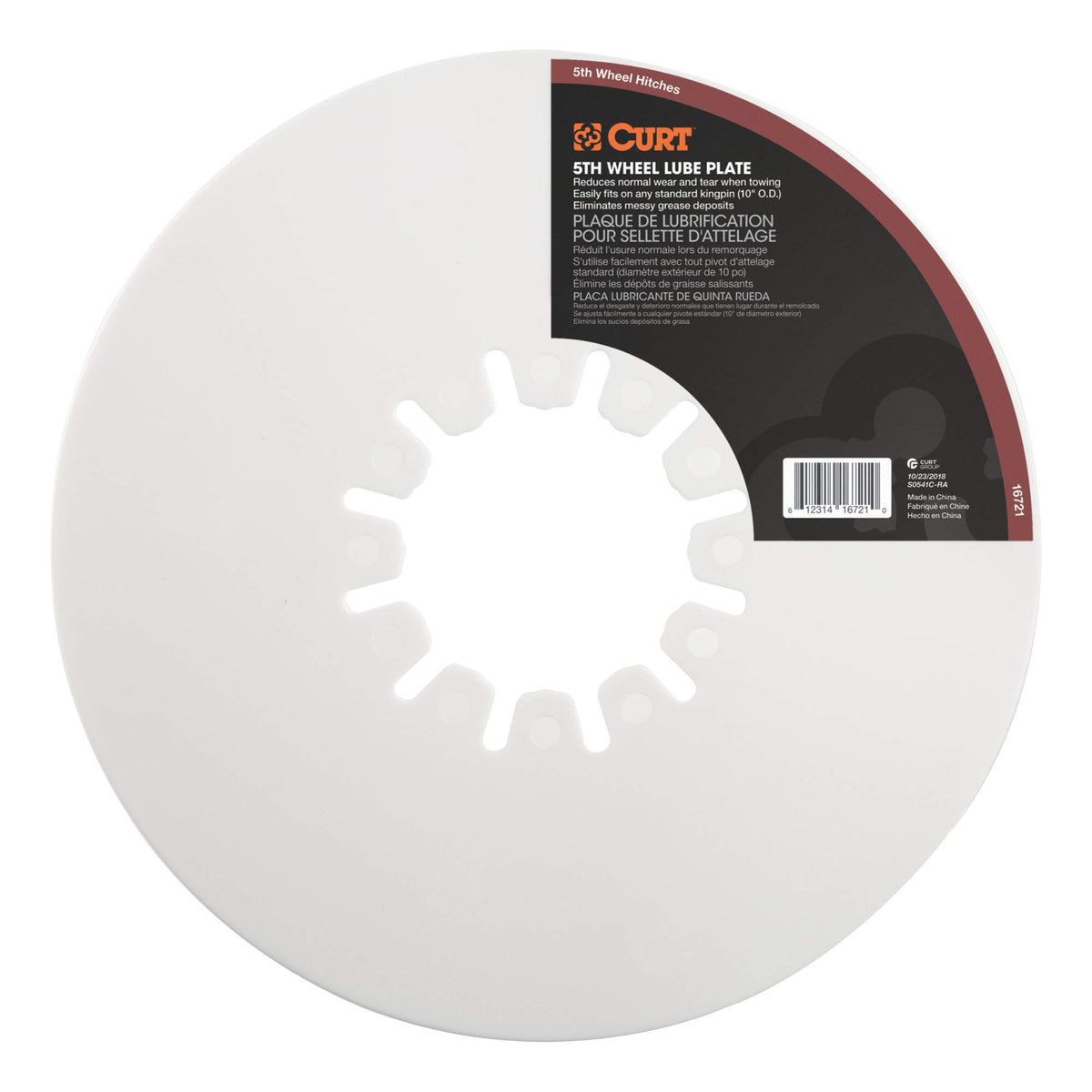 Curt 16721 5Th Wheel Hitch Lube Plate, 10-Inch Diameter