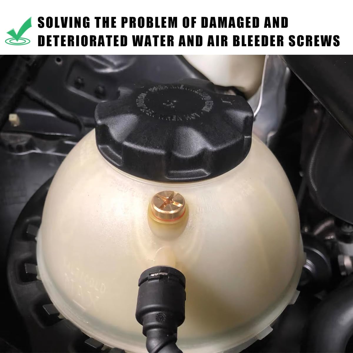 Sylvil Radiator Coolant Expansion Tank Bleeder Screw, Automotive Coolant Bleed Screw with Rubber O-ring, 17111712788 Screw Repla