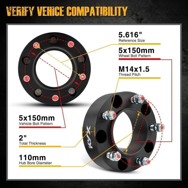 Kax 5X150 Wheel Spacers,2 Inch 5 Lug Hub Centric Wheel Spacers Fit For Tundra, Sequoia, Land Crui-Ser, Lx470, Lx570 With M14X1.5