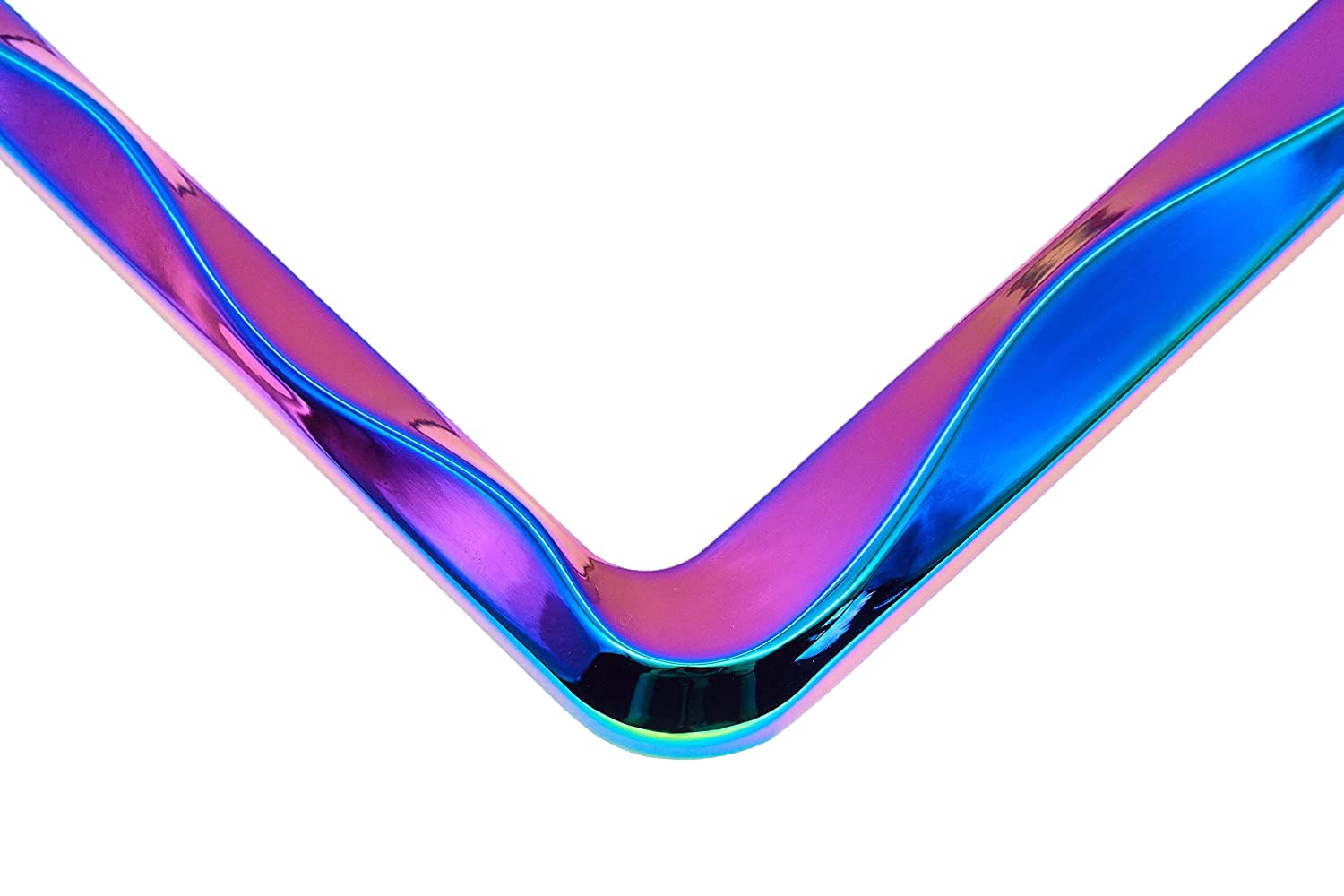 Creathome 3D Curly Wave Pattern Neo Chrome License Plate Frame From Pure Zinc Alloy Metal