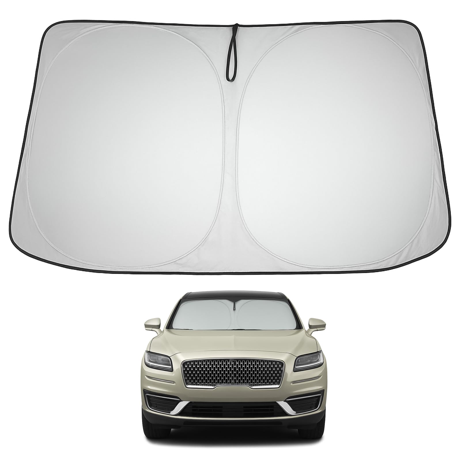 Proadsy 2025 Upgrade Windshield Sun Shade Custom Fit 2019-2023 Lincoln Nautilus 4-Layer Foldable Front Sunshade Protector Sun Vi