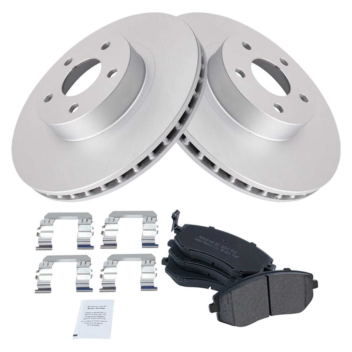 Trq Front Brake Pad & Rotor Kit Brake Pads Brake Rotor Semi-Metallic Premium G-Coated Compatible With 2005-2006 Saab 9-2X 2002-2