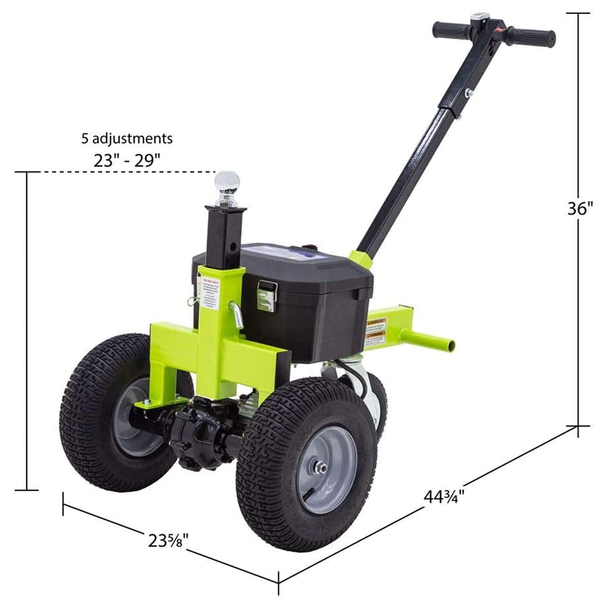 Tow Tuff Utility Trailer Dolly, 3500 lb Capacity, Adjustable Ball Hitch, Green, Model TMD-35ETD8, Alloy Steel Construction
