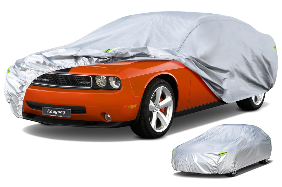 Kaugung 6 Layers Car Cover Custom Fit Dodge Challenger 2008-2025, Waterproof Car Cover All Weather For Automobiles, Sun Rain Dus