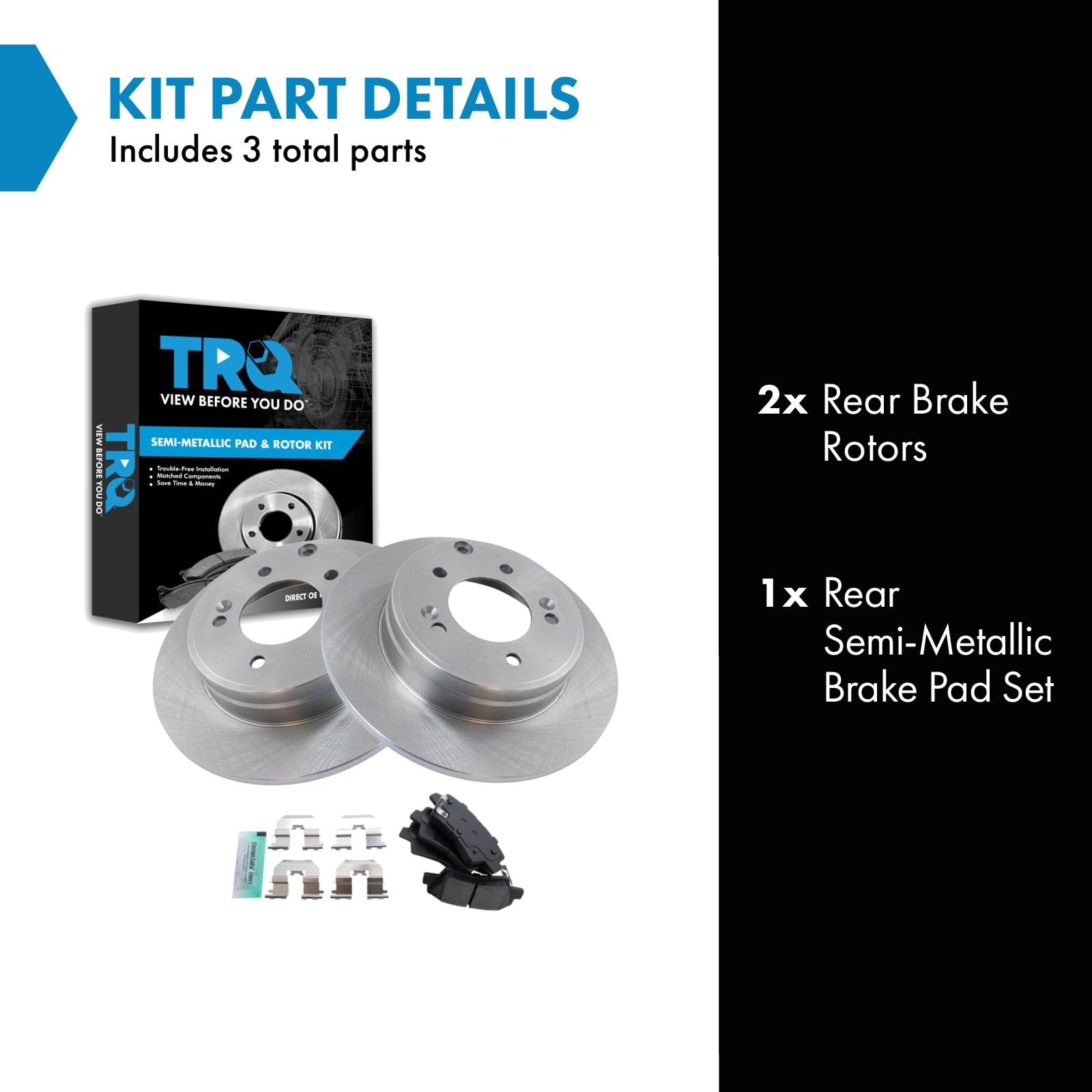 Trq Rear Brake Pad & Rotor Kit Semi-Metallic Compatible With 2012-2017 Hyundai Azera 2011-2015 Sonata Kia Optima