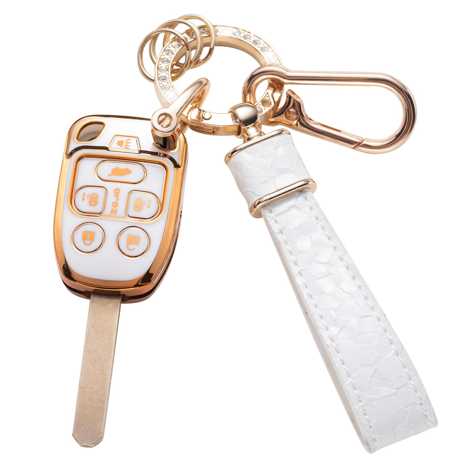 Cacarlike For Honda Key Fob Cover With Honda Keychain, Car Key Fob Case Compatible With Honda Odyssey 2011 2012 2013(N5F-A04Taa)