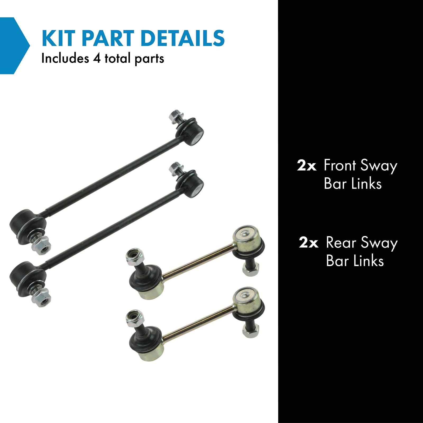Trq Front & Rear Sway Bar Stabilizer Link Set Compatible With 2000-2005 Toyota Celica