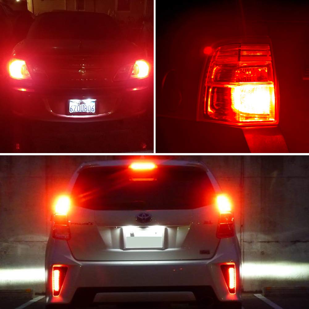 Auxlight 7440 7441 7443 7444 T20 992 W21W Led Bulbs Brilliant Red, Ultra Bright 57-Smd Led Replacement For Brake/Tail Lights, Blinker Lights, Turn Signal/Parking Or Running Lights (Pack Of 2)