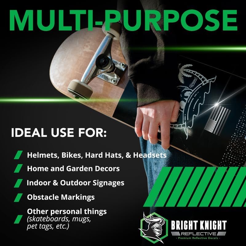 Bright Knight Reflective Flag Sticker, 2'' X 1'' Black American Flag Sticker Reflective Mirrored 2 Pair With Retro-Reflective Vi