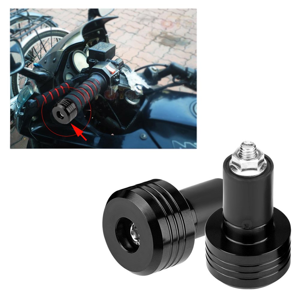 Pair Of 22Mm Universal Aluminum Motorcycle Grip Handlebar Ends Weight Balance Plug Black Universal Handlebar Weight Motorbike Motorbike Handlebar Ends Embout Guidon Moto Bar End Weights For Motorcycle