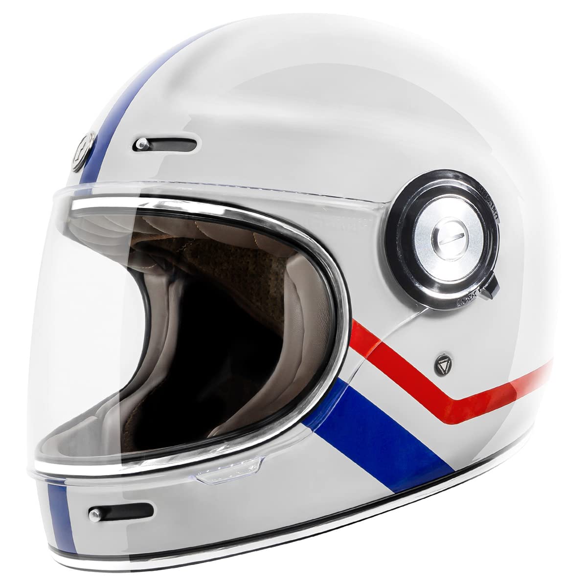 Torc T1 Unisex-Adult Retro Full Face Motorcycle Helmets, Gloss White Allegiance, Small