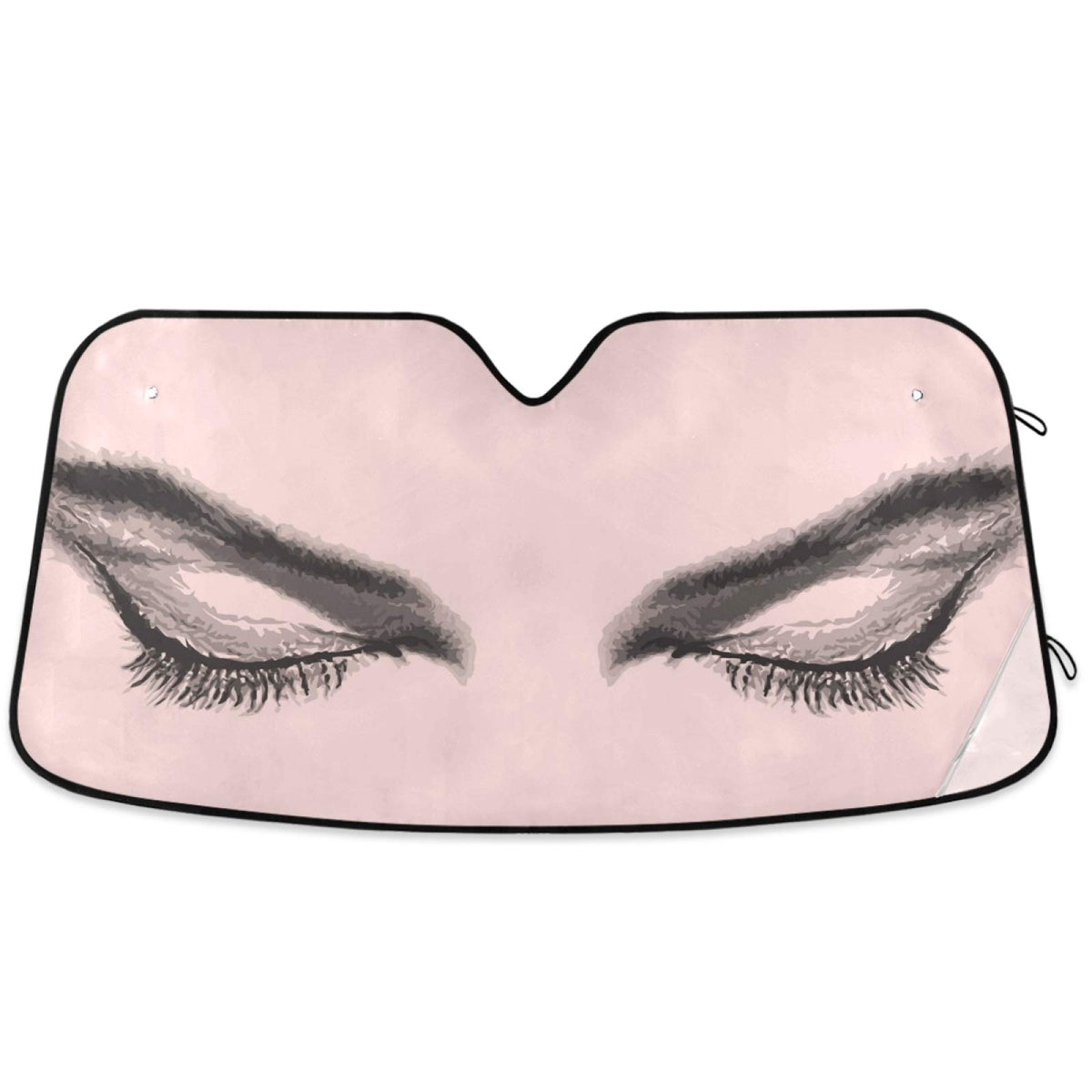 Oarencol Women Eyes Pink Car Windshield Sun Shade Foldable Uv Ray Sun Visor Protector Sunshade To Keep Your Vehicle Cool (55'' X