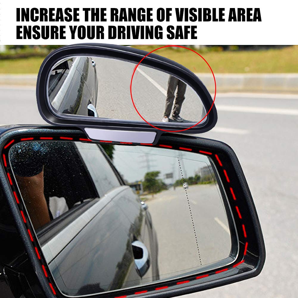 Car Blind Spot Mirrors(5.12 * 2.75in), Adjustable Auxiliary Universal Wide Angle Mirror for Universal Car SUV Mirrors Strong Adh