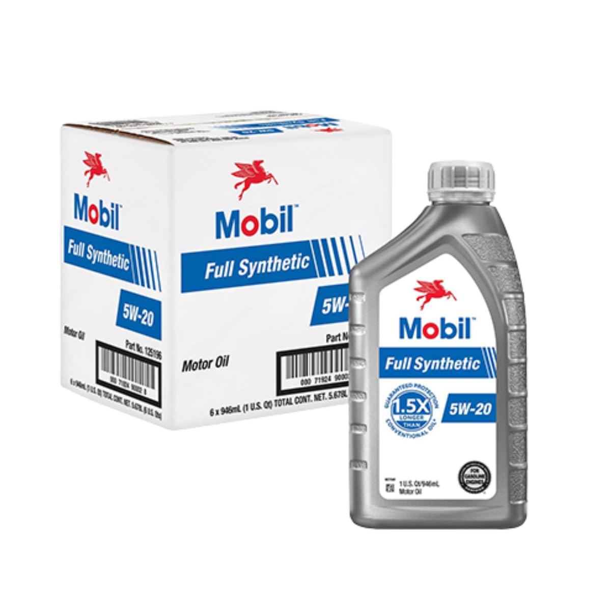 Mobil Full Synthetic Motor Oil 5W-20, 1 Quart (6-Pack)