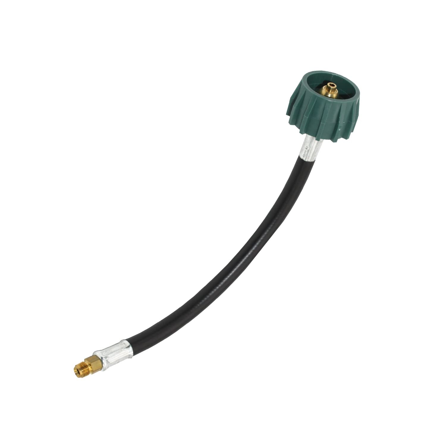 Flame King 12-Inch Rv, Van Or Trailer Propane Tank Pigtail Hose Connector For 2-Stage Auto Changeover Regulators - E12Inpt, Black/Green