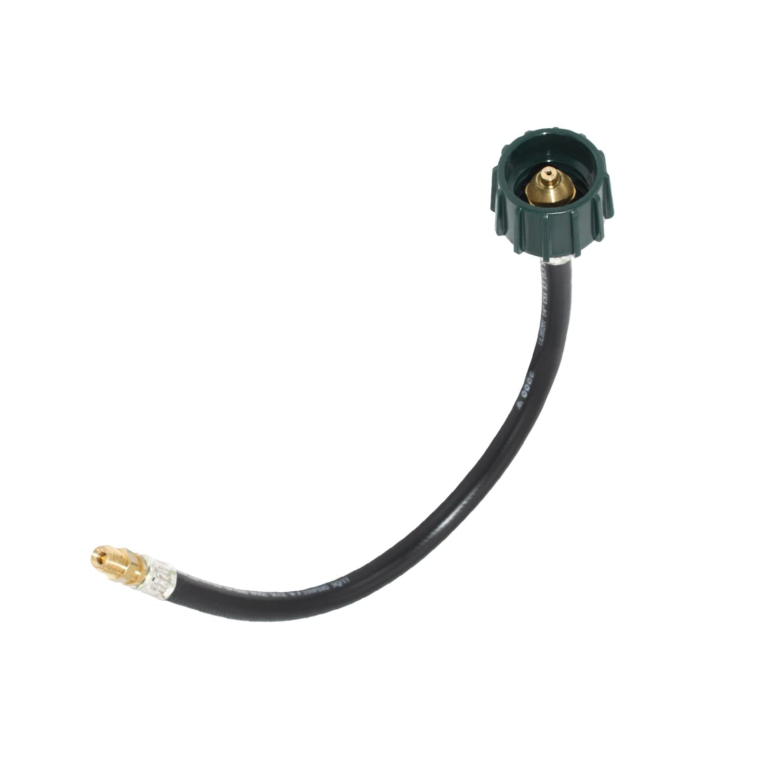 Flame King 15-Inch Rv, Van Or Trailer Propane Tank Pigtail Hose Connector For 2-Stage Auto Changeover Regulators - E15Inpt, Black/Green
