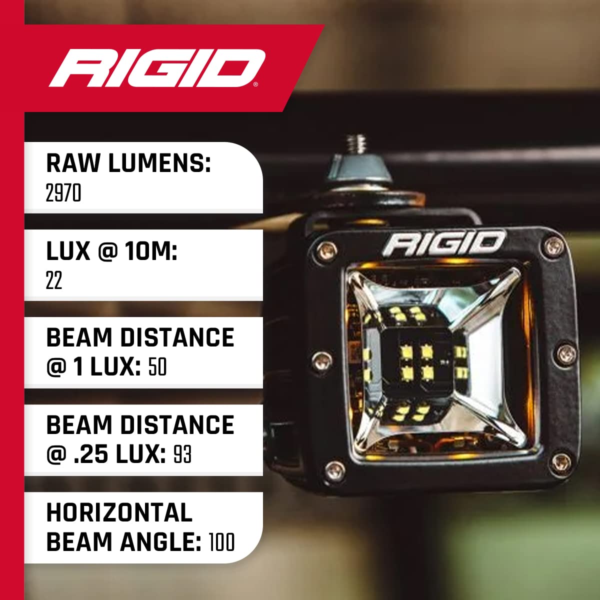 Rigid Industries - Radiance Scene Light With Blue Backlight, Flush Mount, Black Housing | Pair (68211)