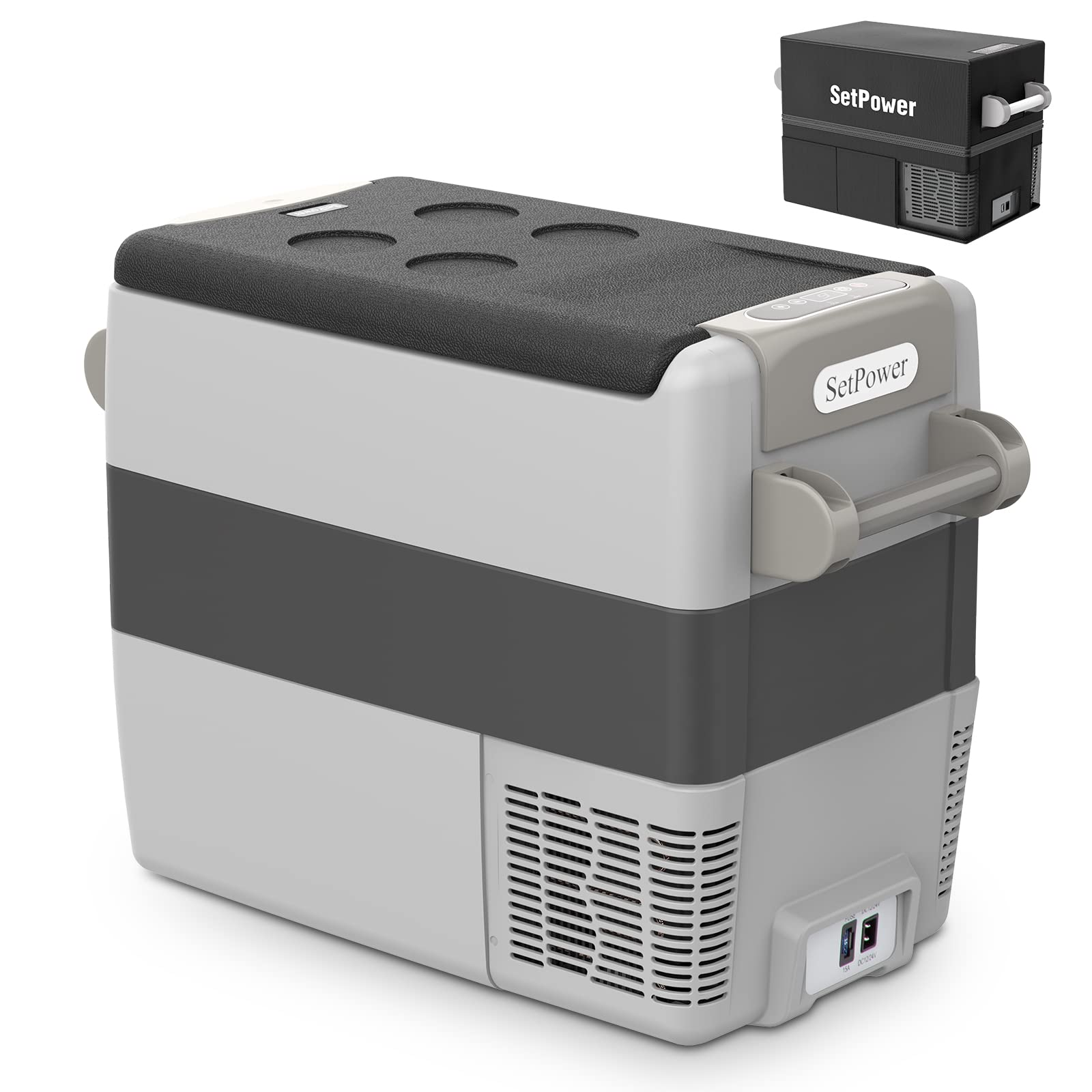 Setpower Aj50 Portable Freezer Fridge For Car With Cover,53 Quart(50L) 12 Volt Refrigerator For Camping,Portable Car Refrigerato