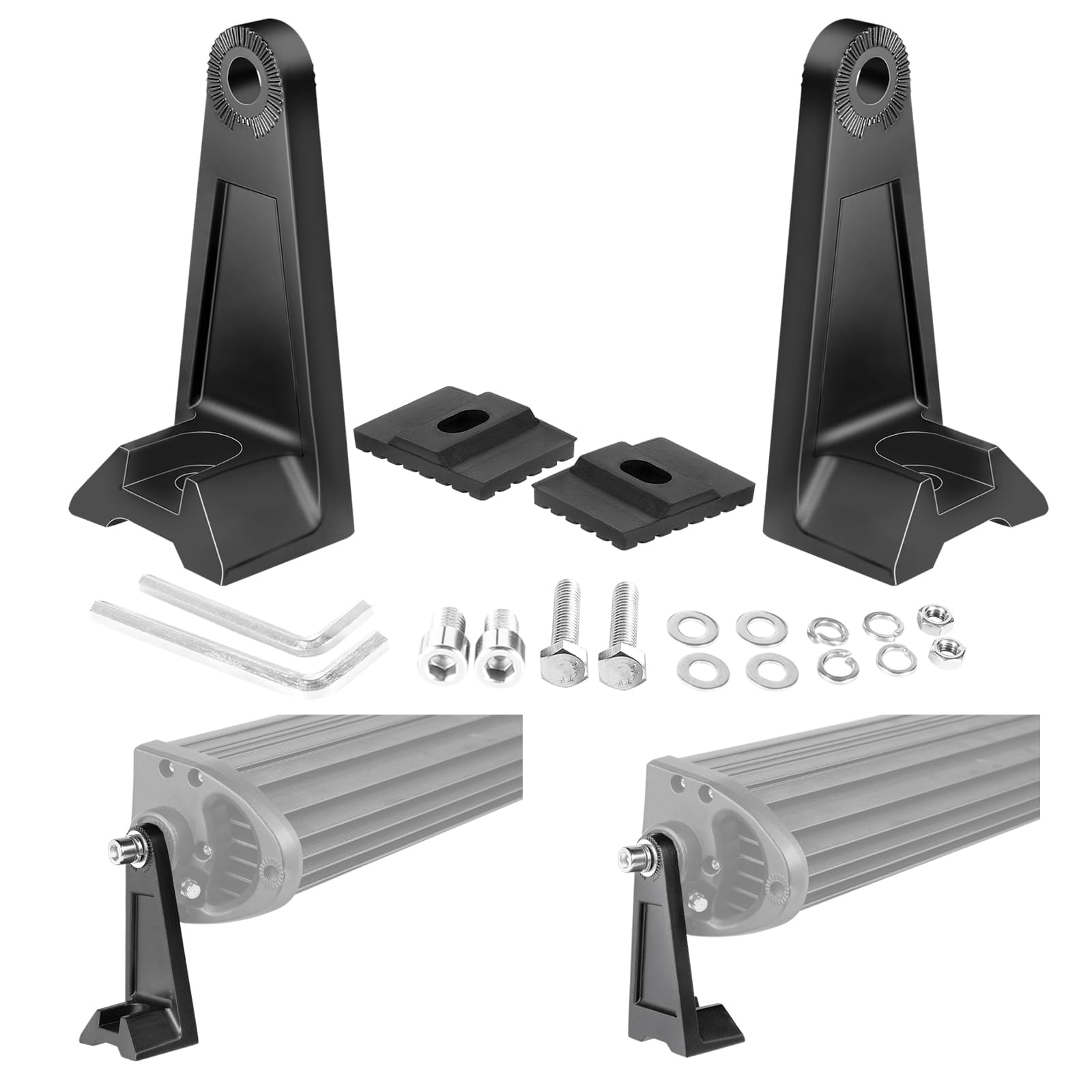 SWATOW INDUSTRIES 2PCS Light Bar Mounting Brackets, Universal Side-Mounted Bracket Dual Row LED Bar Straight/Curved Driving Ligh