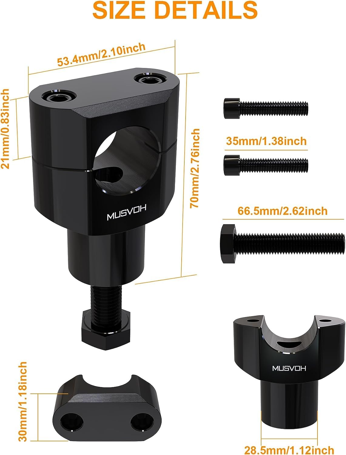 MUSVOH Motorcycle Handlebar Riser, Increase Handlebar Height by 38mm, Universal Motorcycle Accessories, Fits for Softail, Dyna,