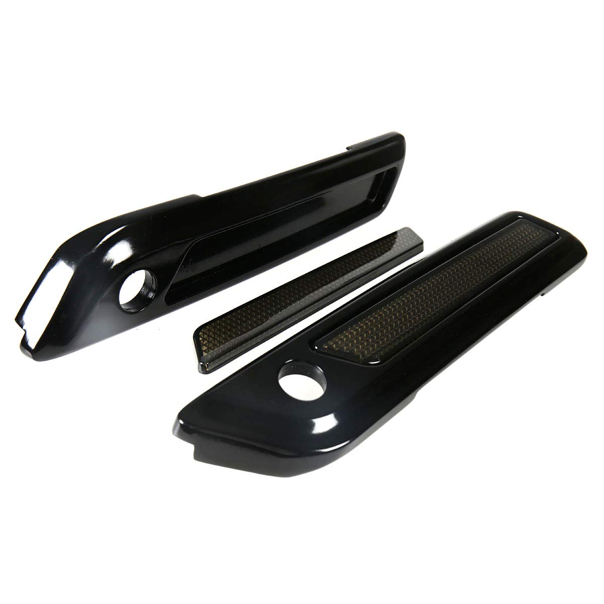 Black Saddlebag Outer Lid Hinge Latch Covers For Harley Touring Electra Road Street Glide 2014-2021 (Black Smoke)