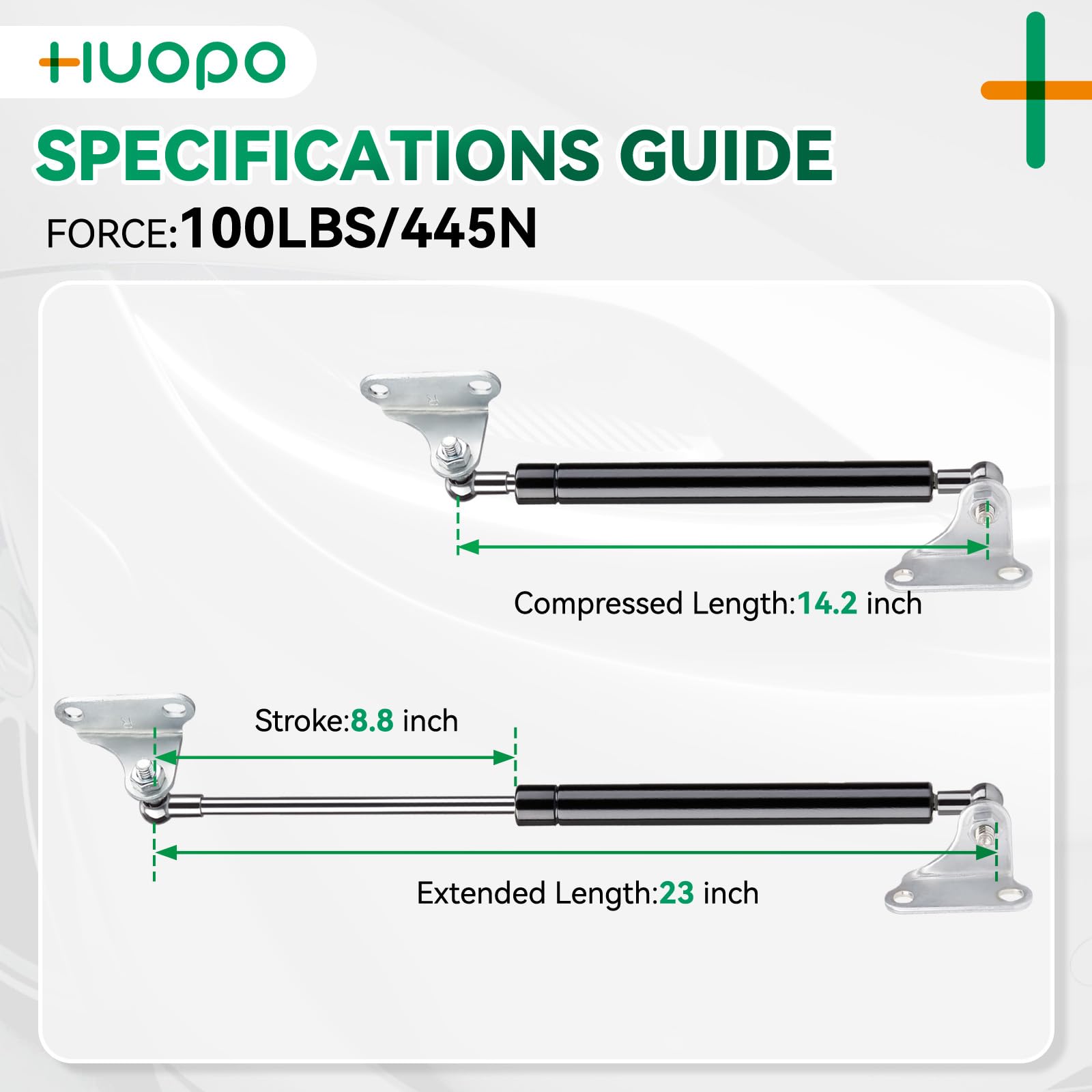 Huopo 23 Inch 100 Lb/445 N Gas Strut Shock Lift Support For Rv Bed Storage Lid Basement Compartment Door Floor Hatch Container V