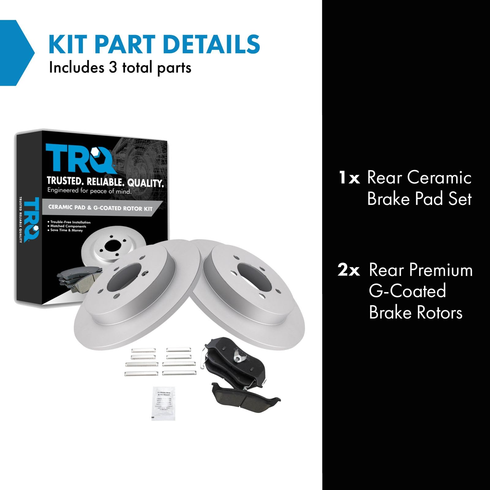Trq Rear Brake Pad & Rotor Kit Brake Pads Brake Rotor Ceramic Premium G-Coated Compatible With 2006-2010 Ford Explorer 2007-2010