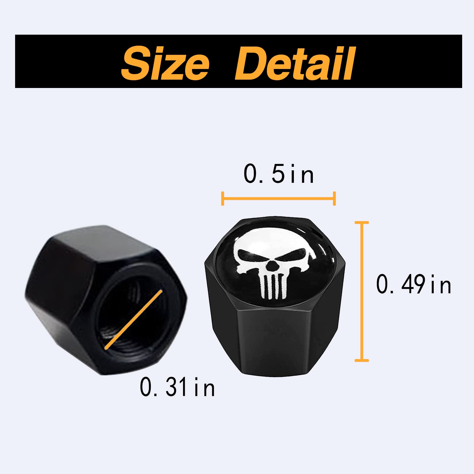 Ajxn 4 Pack Skull Car Wheel Tire Valve Stem Caps Airtight Dust Proof Covers Universal Tire Air Valve Caps For Cars, Trucks, Bicycles, Car Accessories For Men And Women (Black Skull #18)