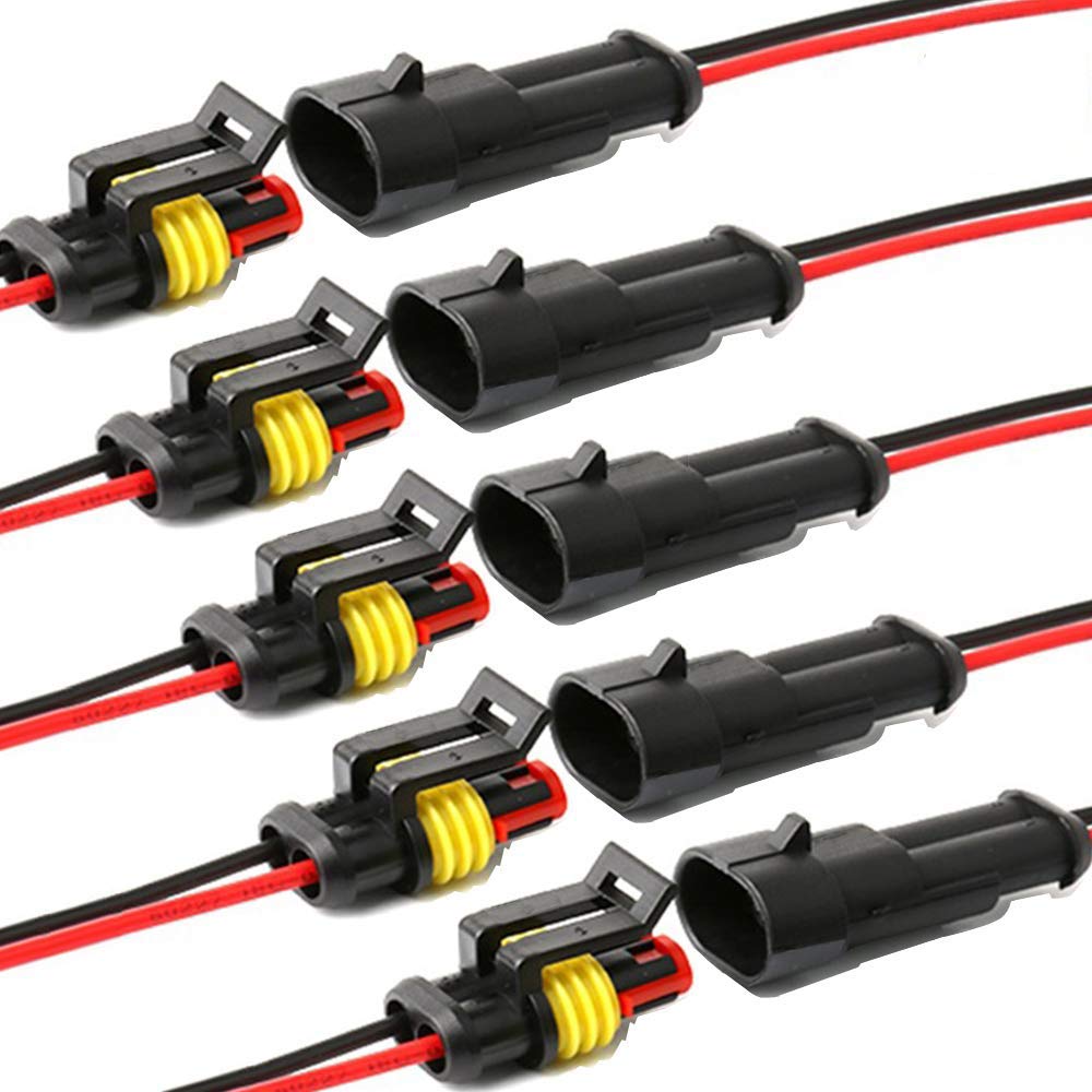Yetor Way Car Waterproof Electrical Connector,16 Awg 2 Pin Plug Auto Electrical Wire Connectors For Car, Truck, Boat, And Other