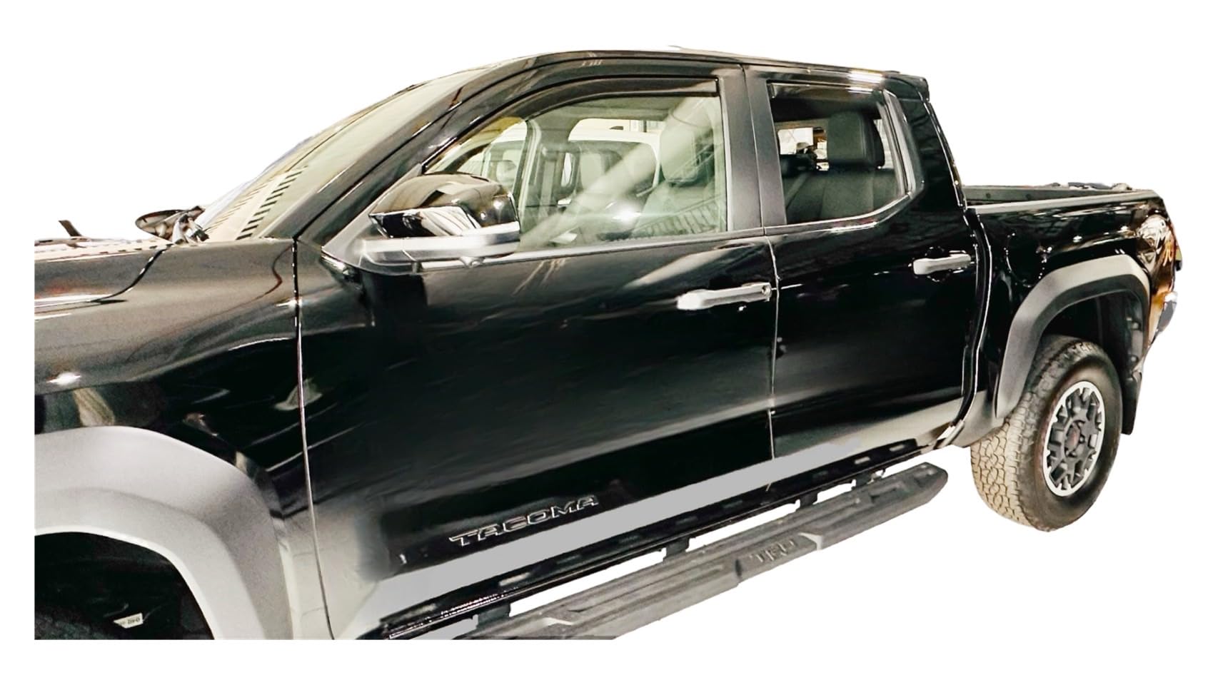 Optimal Co Black In-Channel Rain Guards for 2024-2025 Toyota Tacoma SR SR5 TRD PreRunner Sport Off-Road i-FORCEMAX Limited Trailhunter Pro