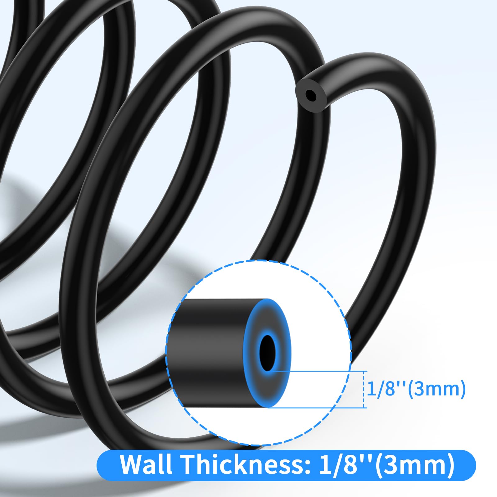 Vacuum Hose Automotive, 1/8'' 5/32'' 3/16'' 1/4'' 5/16'' 3/8''ID High Performance Silicone Vacuum Tubing Hose Kit, 6PCS Vacuum L