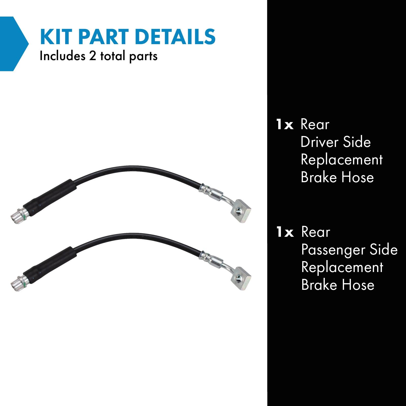 Trq Rear Brake Hose Set Compatible With 2004-2012 Chevrolet Malibu 2005-2010 Pontiac G6 2007-2009 Saturn Aura