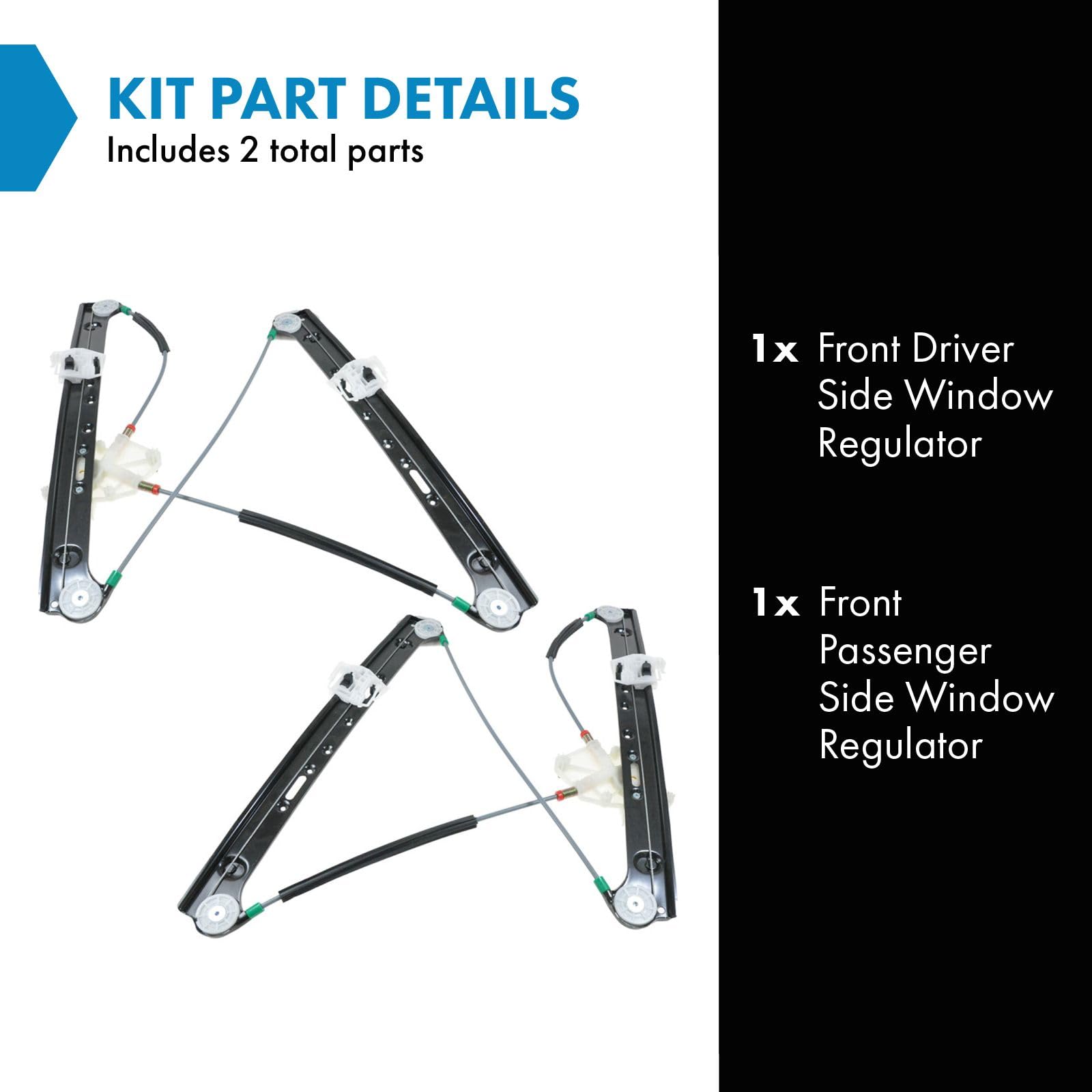Trq Front Power Window Regulator Set Compatible With 2004-2010 Bmw X3
