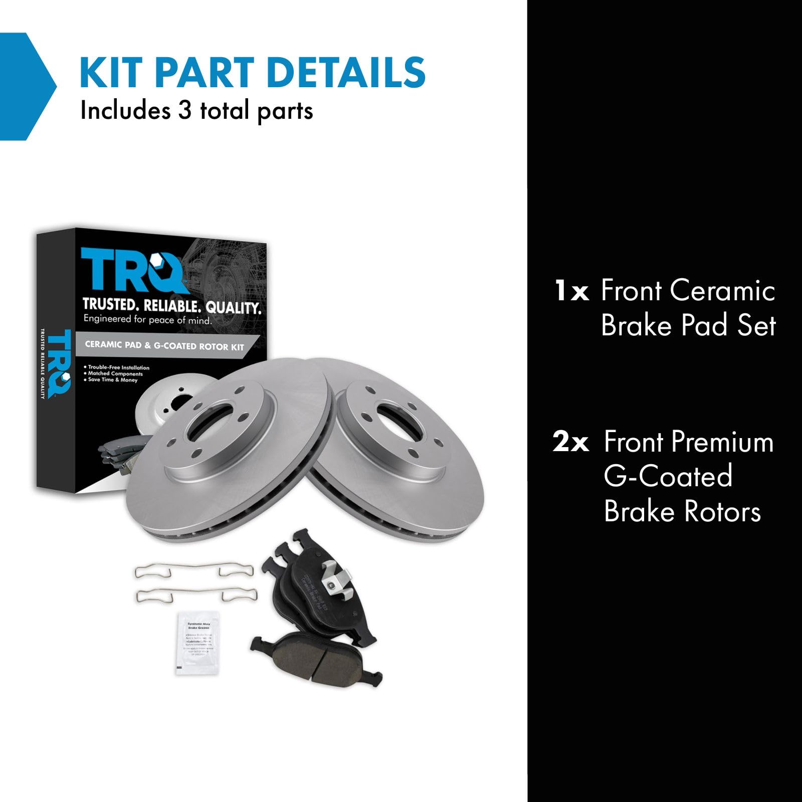 Trq Front Brake Pad & Rotor Kit Brake Pads Brake Rotor Ceramic Premium G-Coated Compatible With 2010-2013 Ford Transit Connect