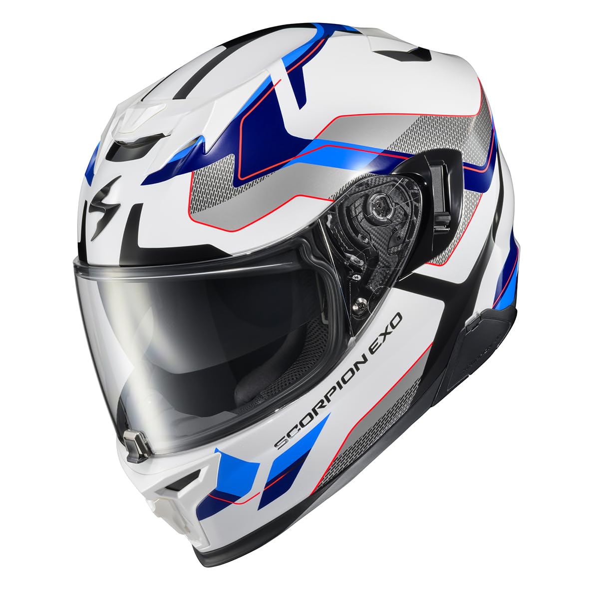 Scorpionexo T520 Full Face Dual Sport Motorcycle Helmet With Bluetooth Ready Speaker Pockets Dot Ece Approved Zuse (White/Blue -