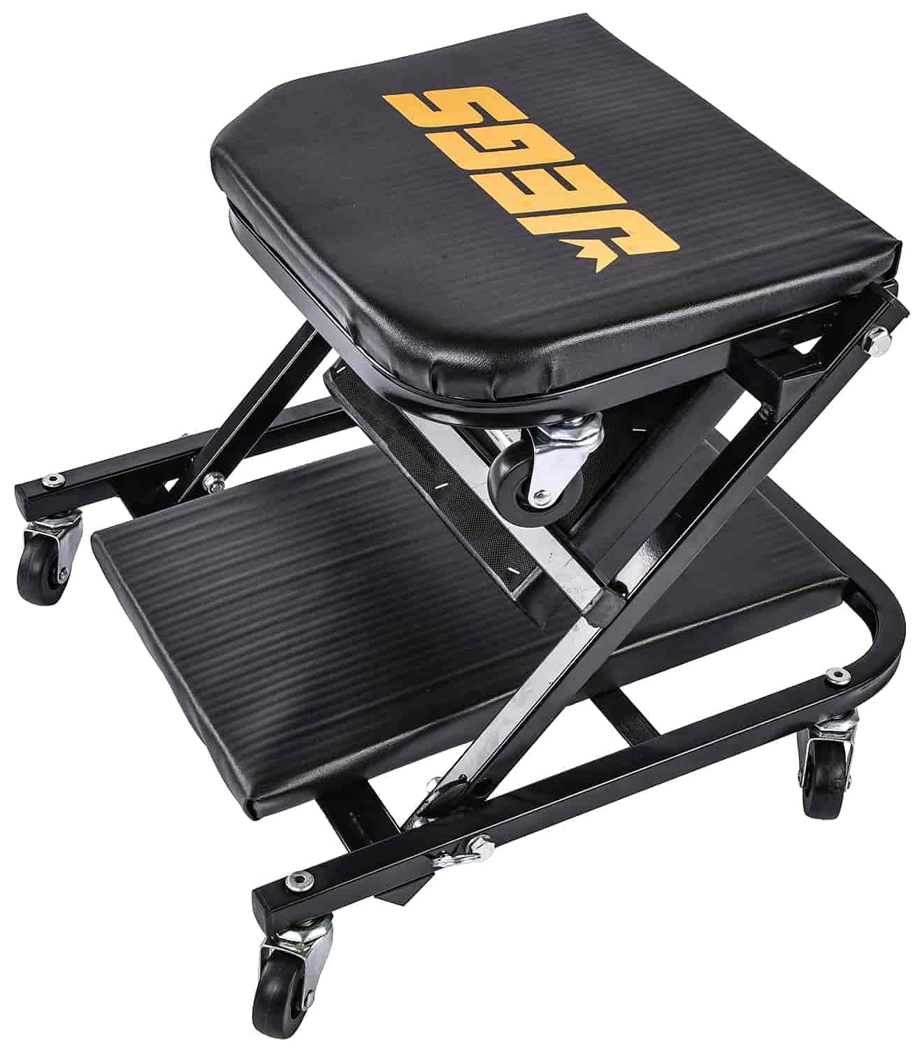 Jegs 2-In-1 Folding Creepers Automotive And Z Creeper - 300 Lbs Capacity Mechanic Creeper Seat - Low Profile Creeper With Adjust