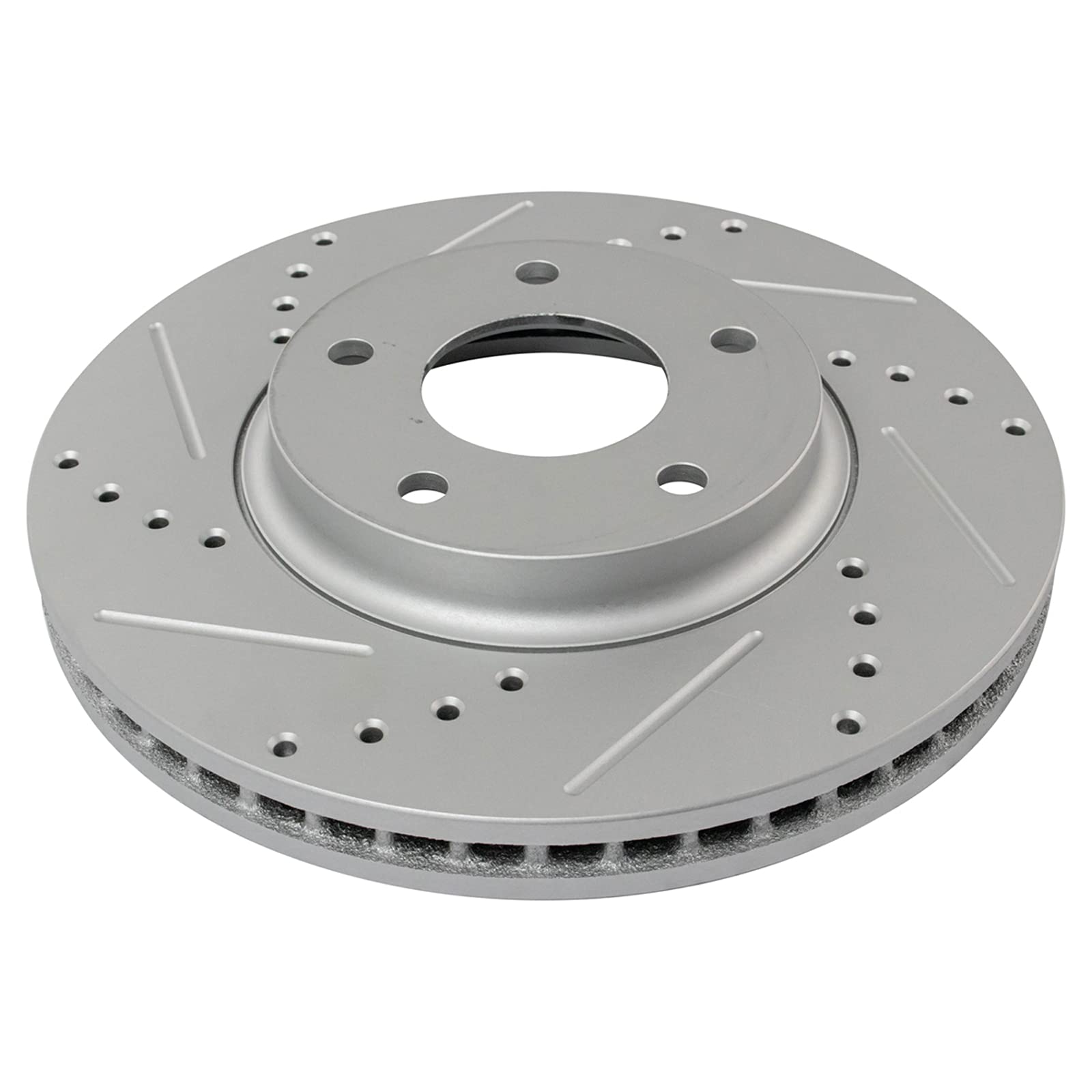 Trq Front Performance Brake Rotors Set Premium G-Coated Cross Drilled & Slotted Compatible With 2003-2004 Infiniti M45 2002-2006