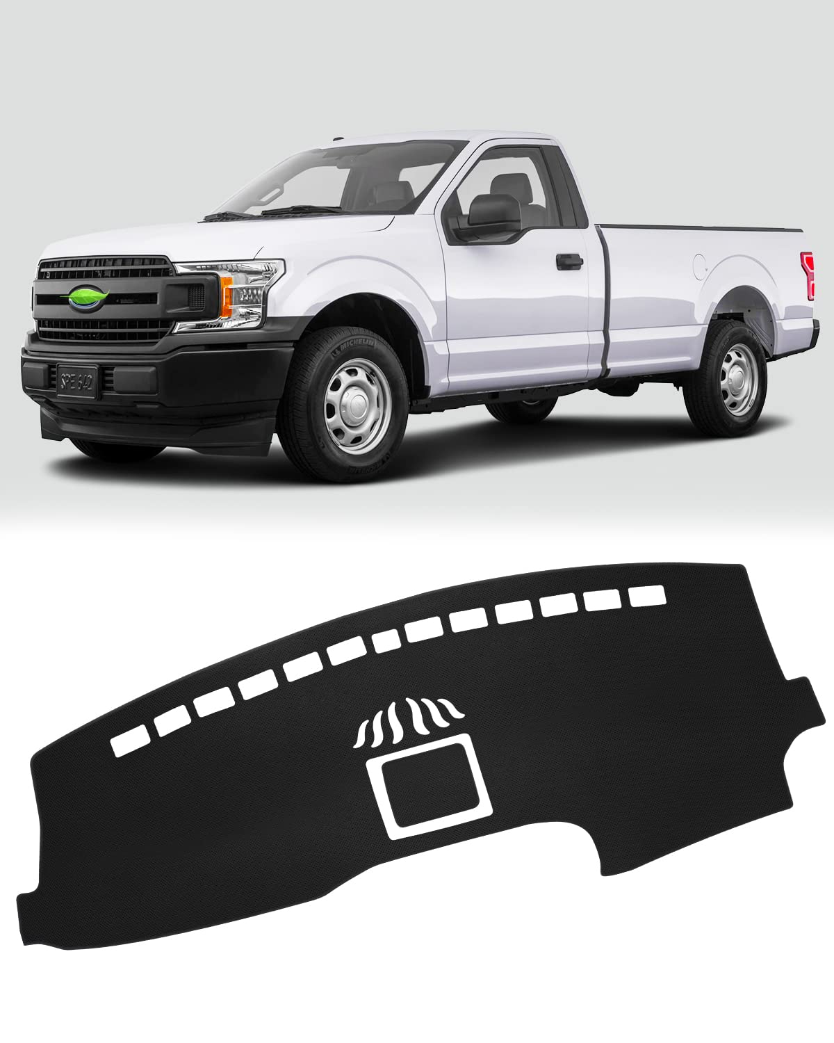 FIILINES Dash Cover for Ford F-150 F150 2015-2020, Dashboard Cover Car Accessories Sunshade Nonslip Mesh Protector No Glare (Wit