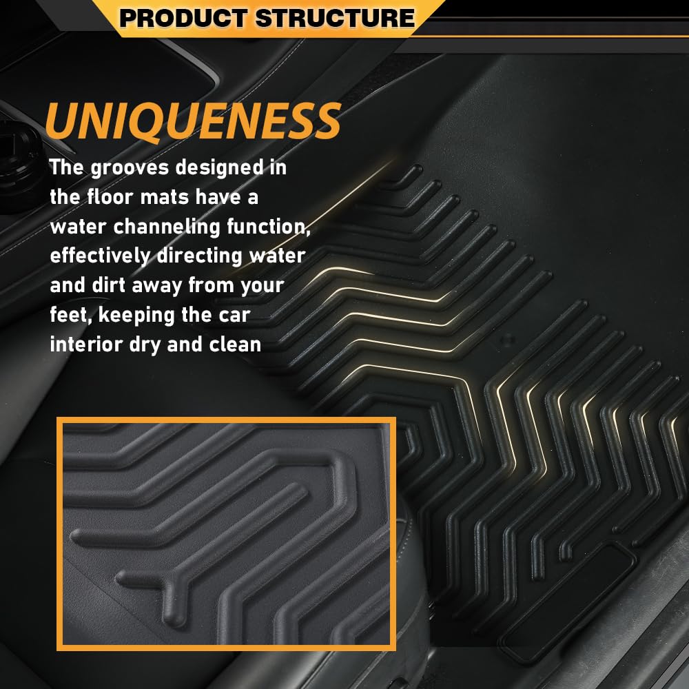G-PLUS TPE Floor Mats Compatible with Honda Pilot 2023 2024 2025, 1st & 2nd & 3rd Row 4pcs All Weather Full Cover Protection Flo