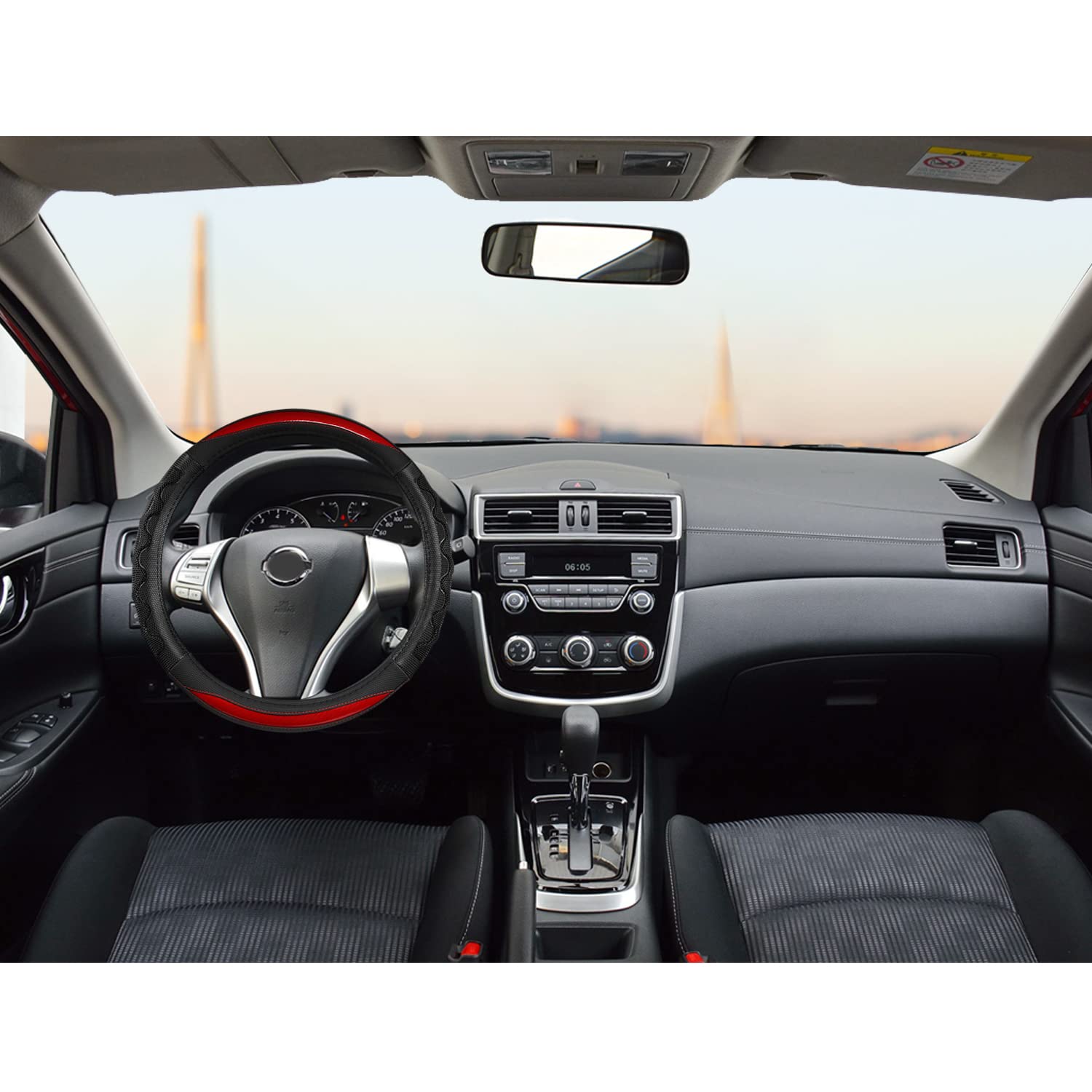 Giant Panda Steering Wheel Cover For Nissan Rogue - Car Steering Wheel Cover For Nissan Altima Sentra(Red-Round-Shaped)