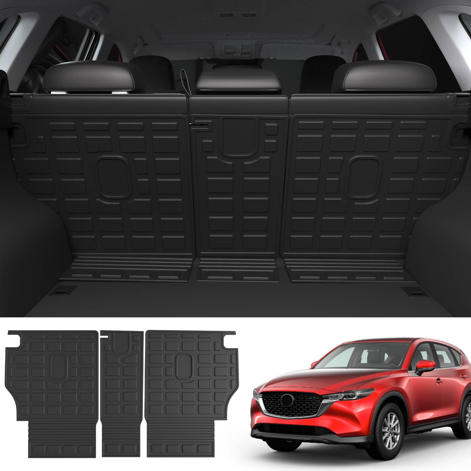 Powoq Backrest Mat Compatible With 2017-2025 Mazda Cx-5 Cargo Liner Back Seat Protector Replacement For 2017-2019 2020 2021 2022 2023 2024 2025 Mazda Cx-5 Accessories(Fit 2017-2024, Rear Backrest Mat)