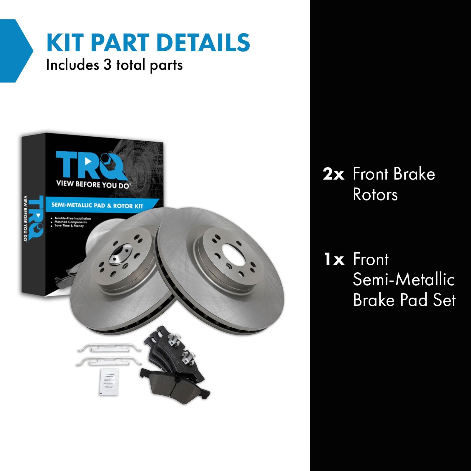 Trq Front Brake Pad & Rotor Kit Semi-Metallic Compatible With Mercedes-Benz