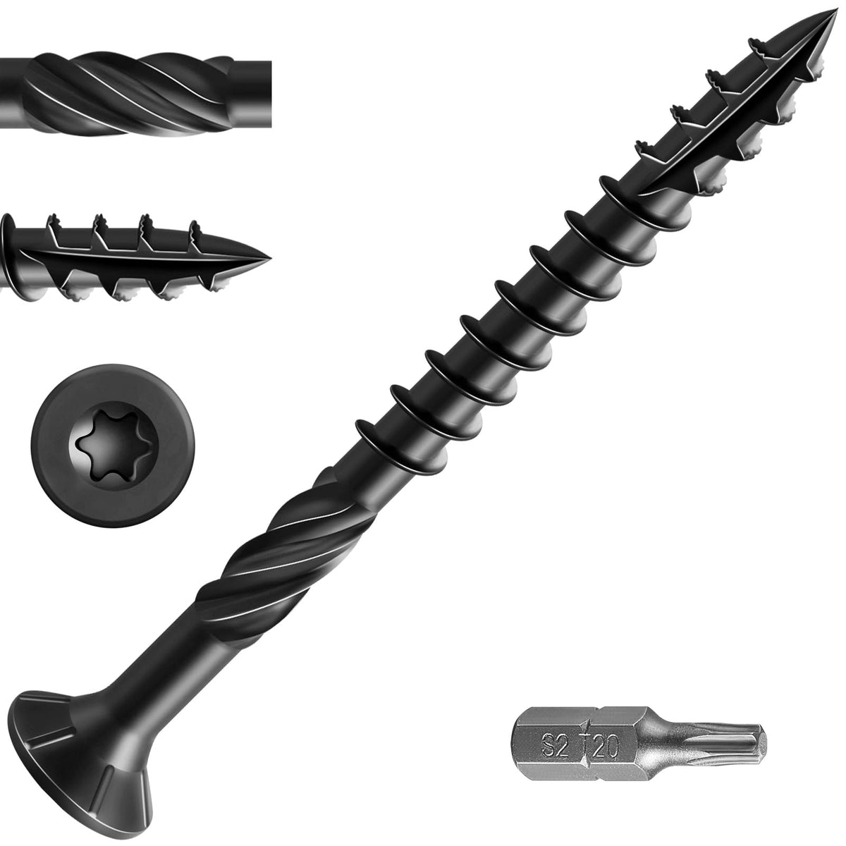 Wensilon #10 * 2-1/2' Black Deck Screws, (161Pcs) 2 Lbs.Exterior Wood Screws, Rust Resistant Epoxy Coated, Bronze, T25 Star Bit