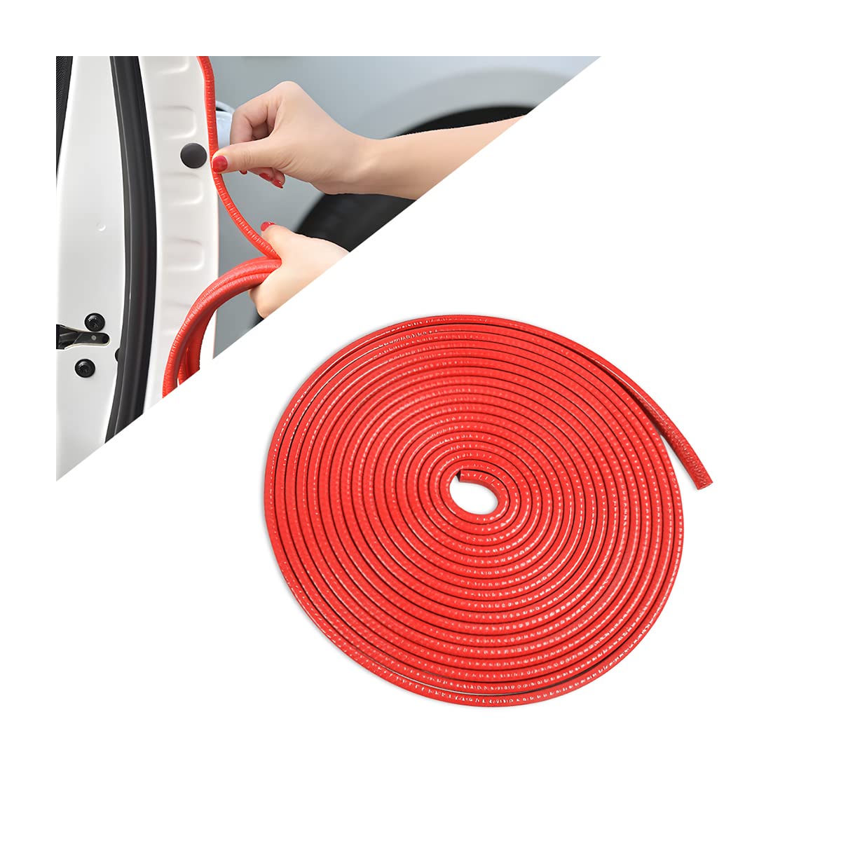 Blau Grun Car Door Edge Guards, Universal Rubber Seal Protector, U Shape Edge Trim, Red, 32Ft