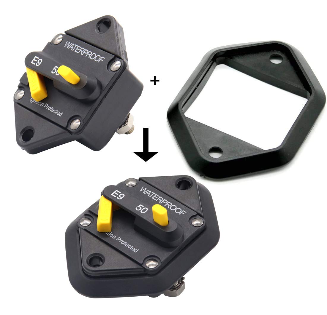T Tocas Hi-Amp Type Iii 50A Circuit Breaker With Manual Reset Panel Mount, 12V- 48Vdc, Switchable Waterproof