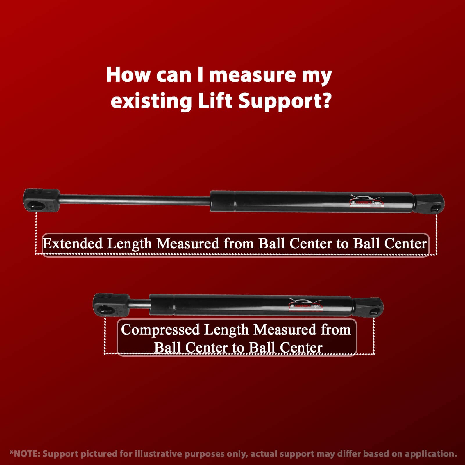Lift Supports Depot Qty (2) Replaces C16-00009 Lift Supports 19.37 Inch Extended Special Eye Ends 187lbs Shocks Struts