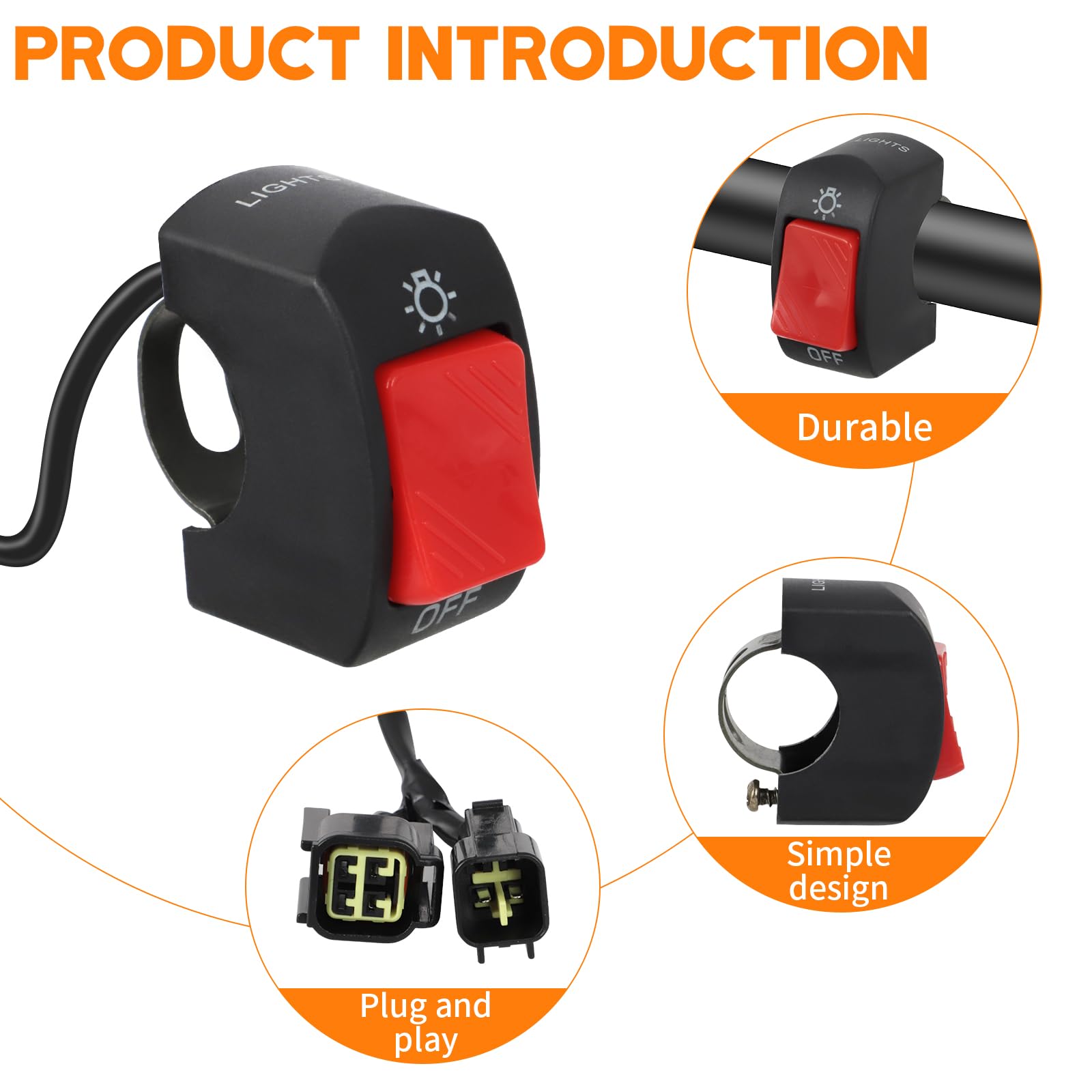 Alpha Rider Headlight Kill Switch For Talaria Sting R Mx4 Plug And Play Help Save Battery Led Headlight On/Off Switch With Butto